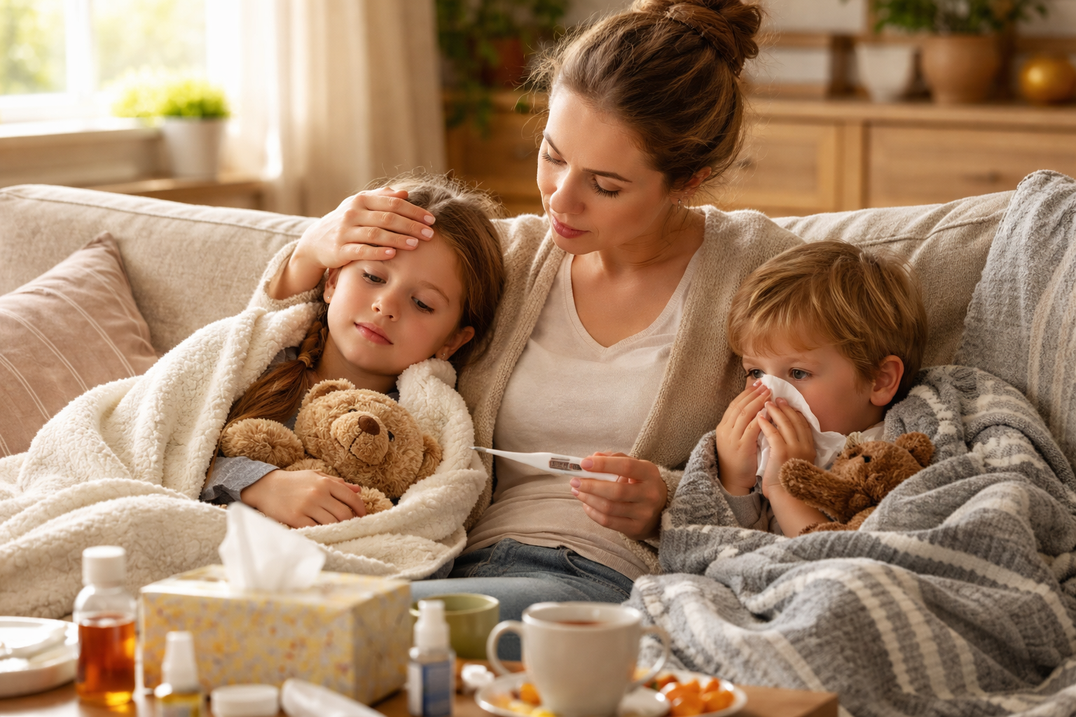 How to handle kids are sick with less stress